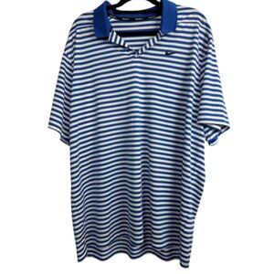 Nike Golf Dri-Fit Blue & White Striped Polo Shirt 2XL